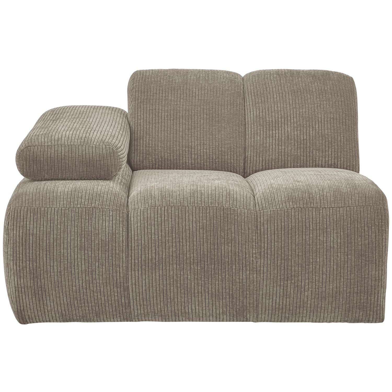 WOOOD 1-zits bank met arm links Mojo - Ribstof - Zand - 74x120x97