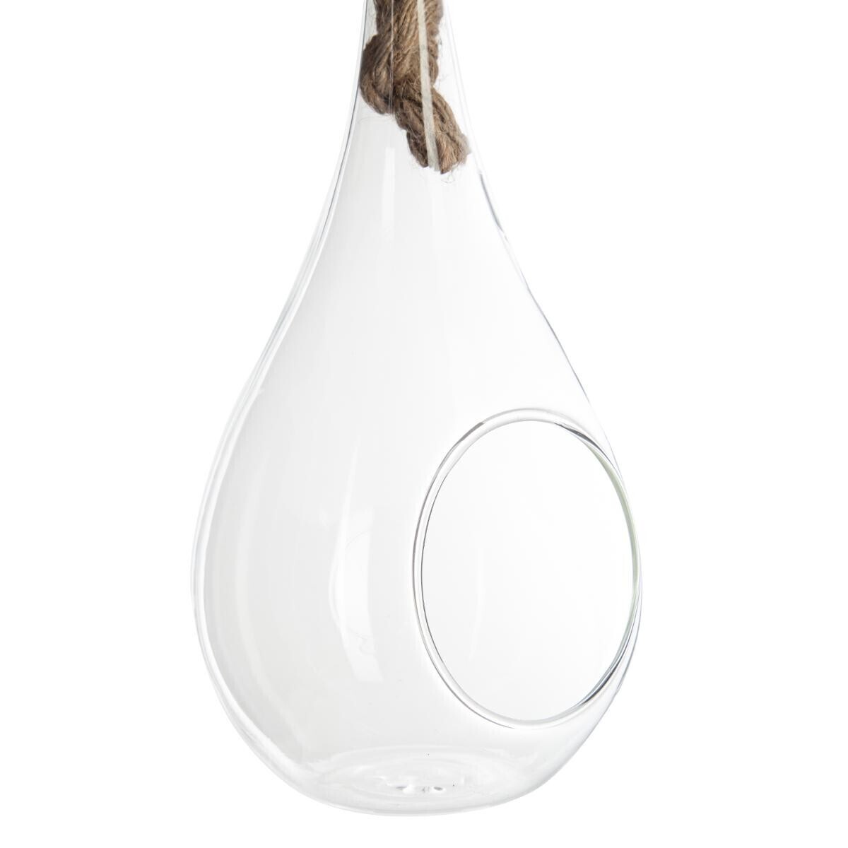 Drop vase, glass and cord H.25 cm