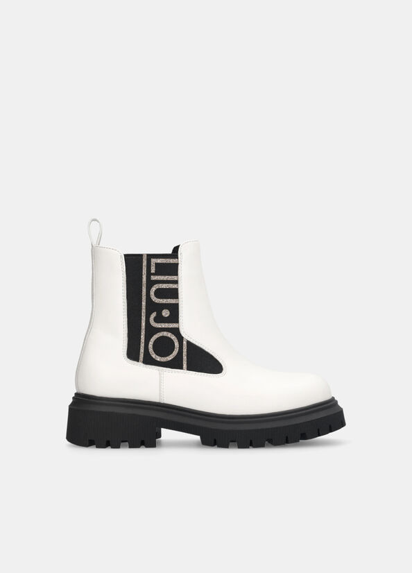 Stivaletti con maxi logo glitter