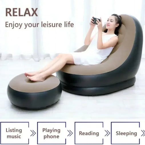 NNEOBA Inflatable Foldable Recliner Sofa with Ottoman