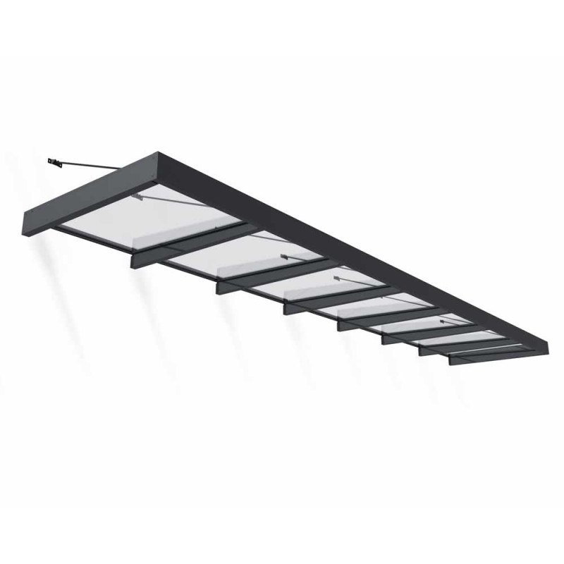 Marquise de porte Sophia XL gris foncé 660 x 140 cm CANOPIA