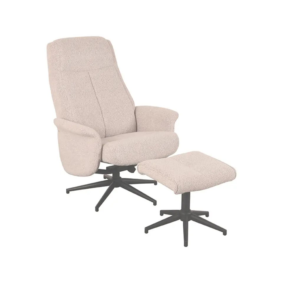 LABEL51 Fauteuil Bergen - Naturel - Boucle - Incl. Ottoman