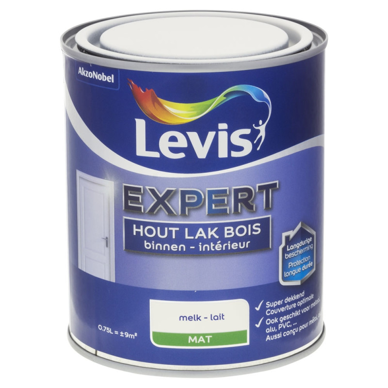 Laque Expert pour bois intérieur Lait satinée 0,75 L LEVIS
