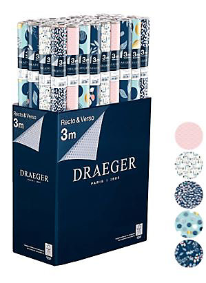Papier cadeau fêtes ni-vase de pivoines 3m Draeger - 5 motifs