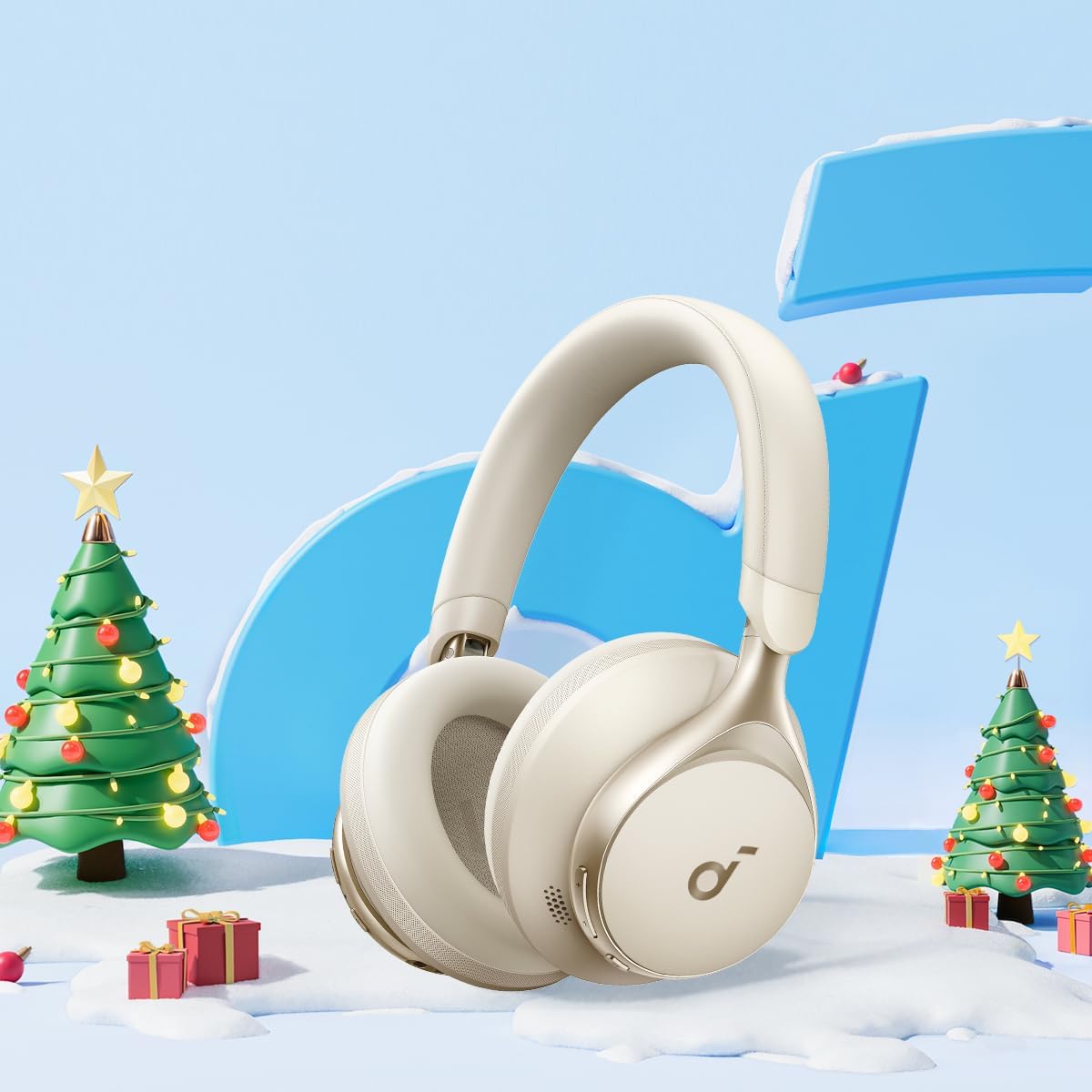 Soundcore by Anker, Space One, Active Noise Cancelling Headphones, 2X Stronger Voice Reduction, 40H ANC Playtime, App Control, LDAC Hi-Res Audio, Comfortable Fit, Clear Calls, Bluetooth 5.3 (White)