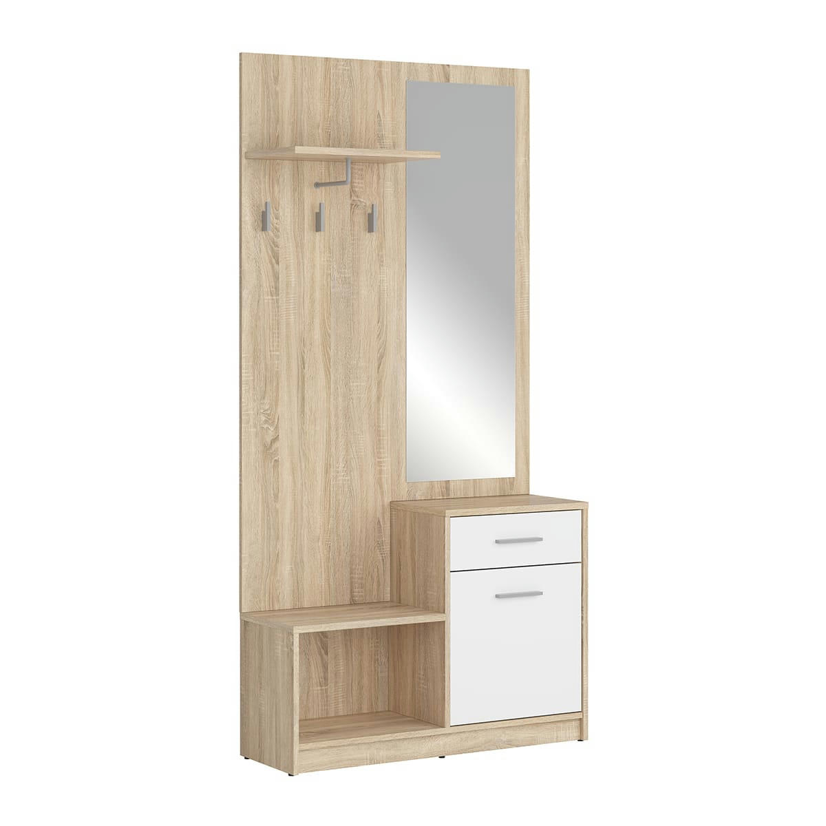 - Meuble entrée stratifiés naturel et blanc