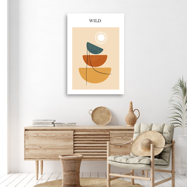 Feeby Obraz na płótnie, Słońce i kształty boho 40x60