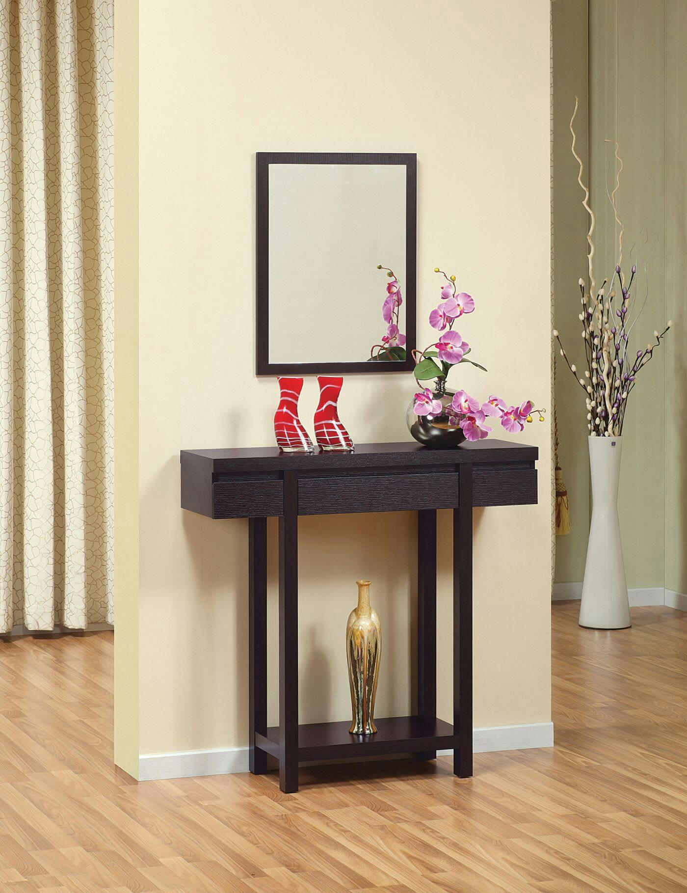 Brassex Classic Console Table with Storage, Dark Cherry