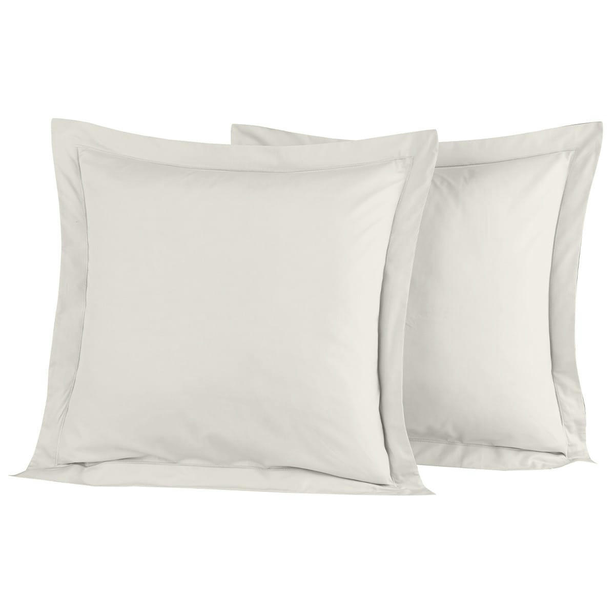 SOFT PERCALE - Lot de 2 taies d'oreiller en percale de coton ecru 65x65 cm