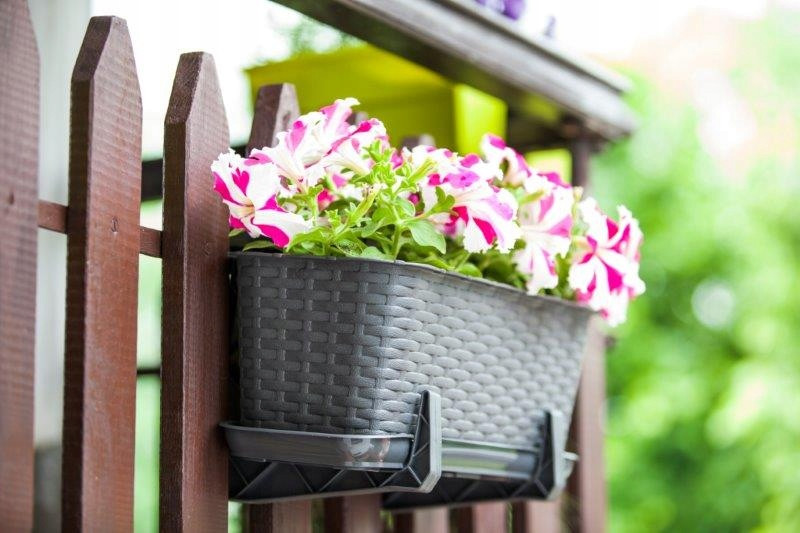 Skrzynka balkonowa grafitowa rattan 60 cm