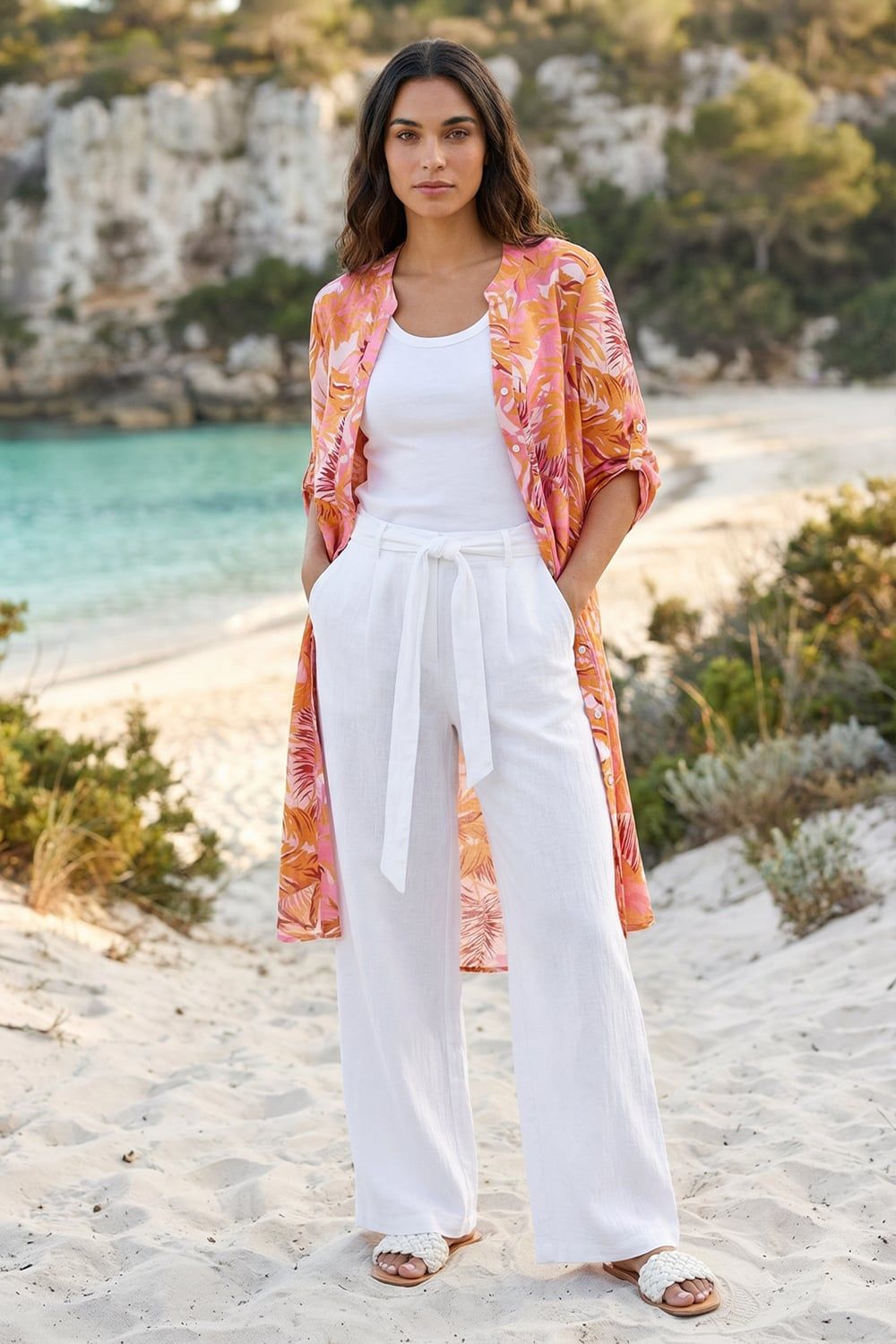 Roman Abstract Print Longline Blouse