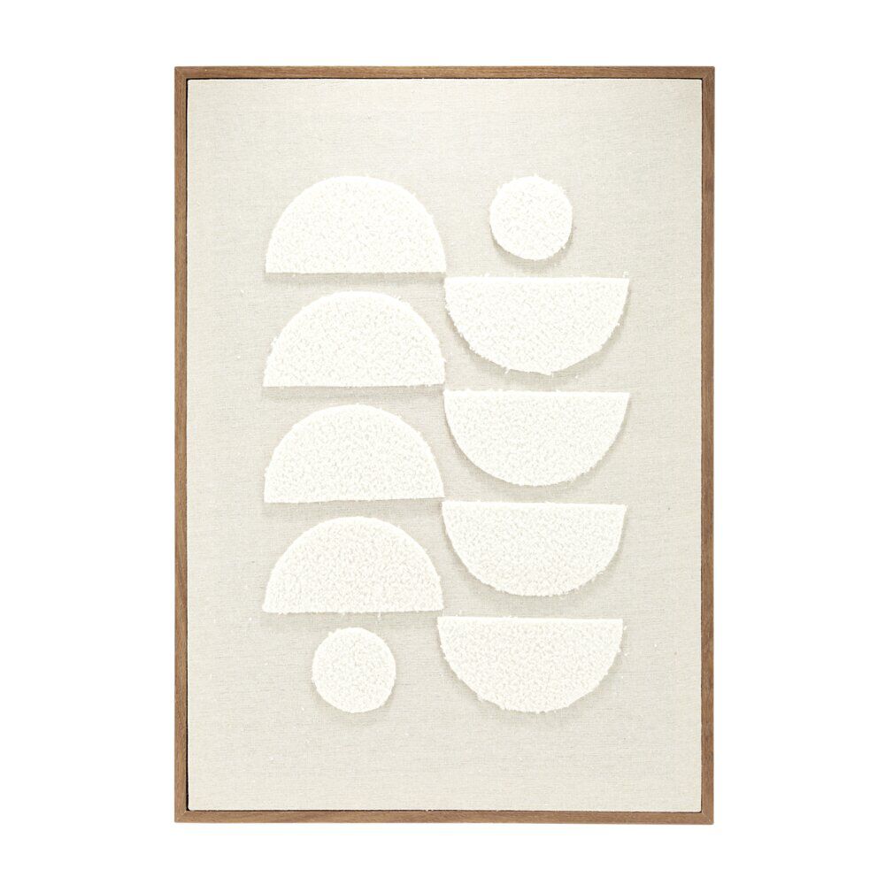 Tableau décoratif motif laine bouclée beige et marron bords bois 50x70cm (3 modèles)