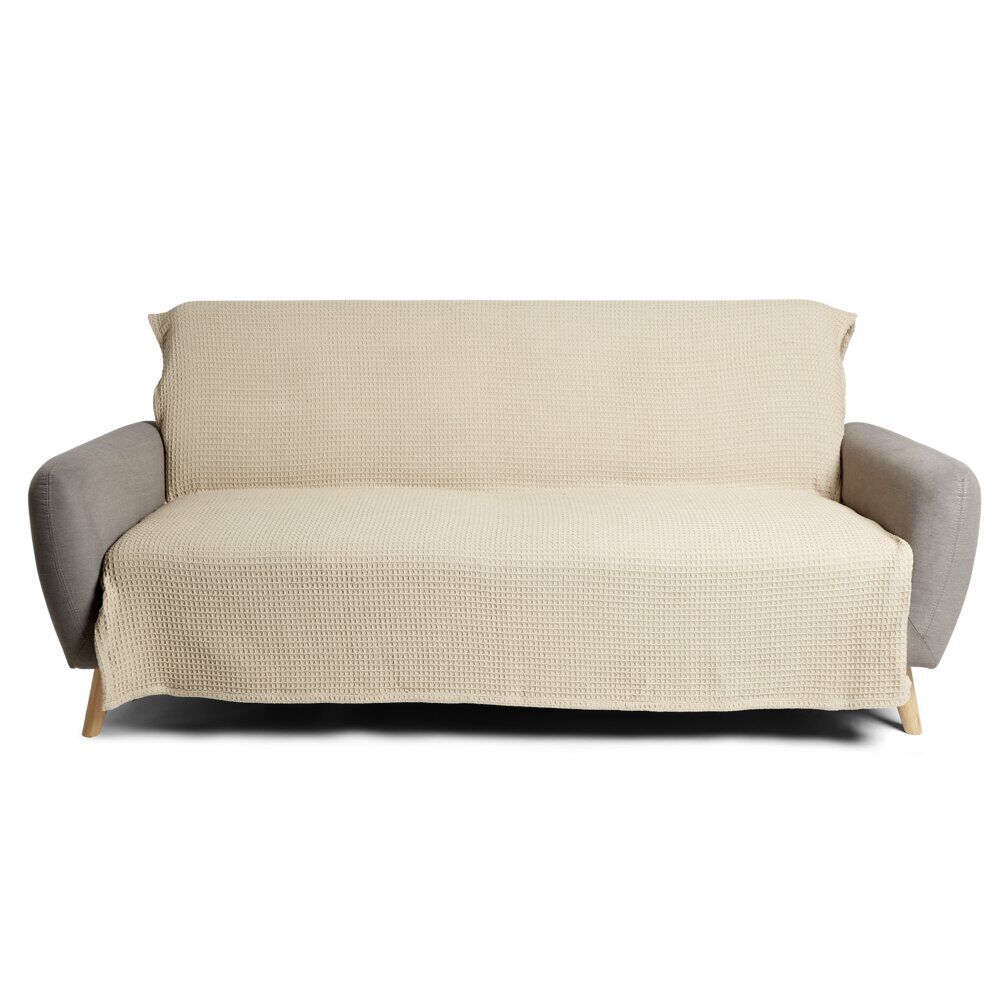 Jeté de canapé 170x250cm polycoton gaufré beige