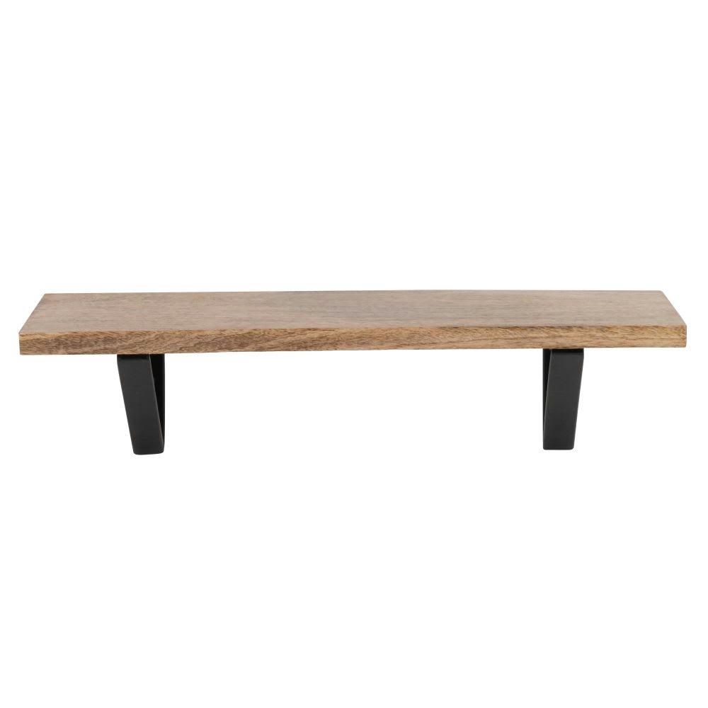 PAOLANA - Etagère murale en bois de manguier et métal noir