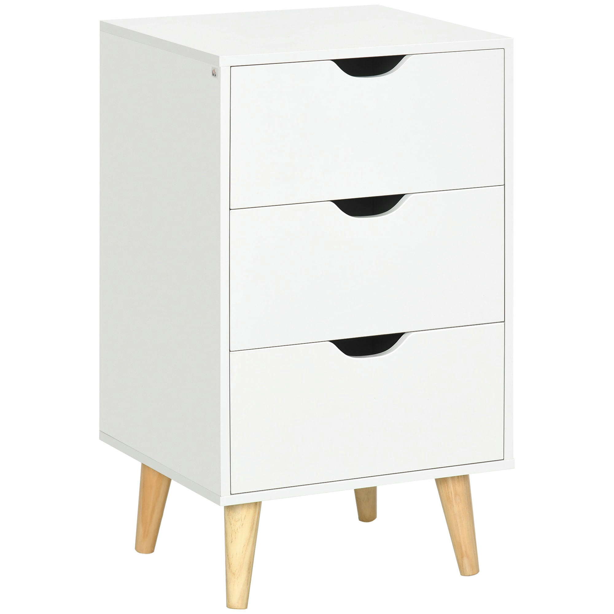 - Chiffonnier 3 tiroirs design scandinave piètement bois pin blanc