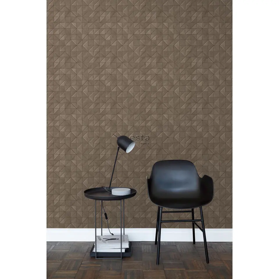 ESTAhome behang grafisch 3D motief bruin - 50 x 900 cm