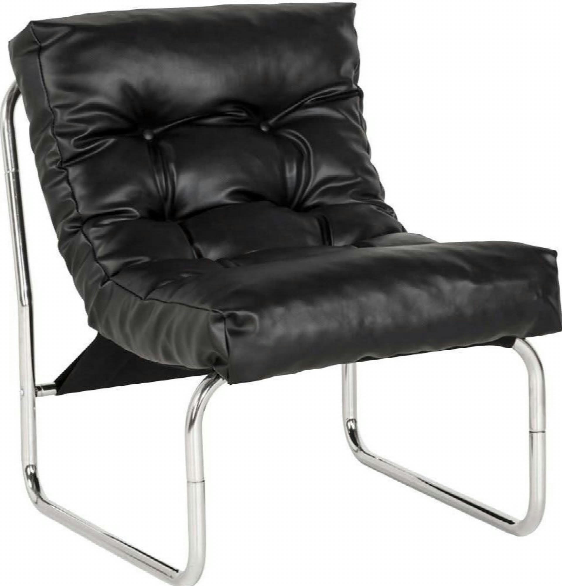 BOUDOIR - Fauteuil Simili Noir H. assise 40 cm rembourré