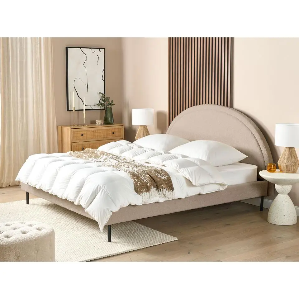 MARGUT - Bed - Beige - 180 x 200 cm - Boucl&eacute;