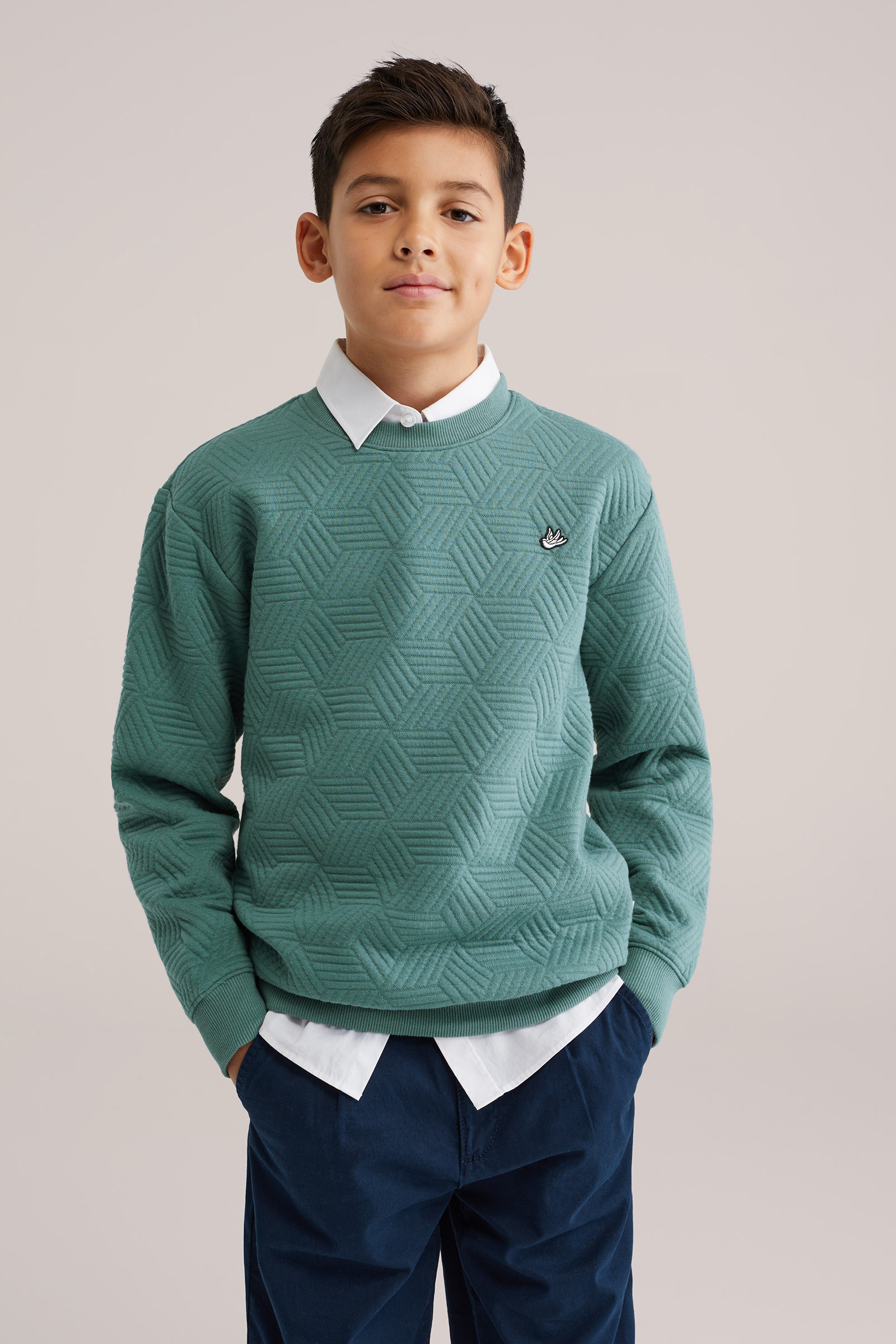 Jongens sweater met structuur en embroidery