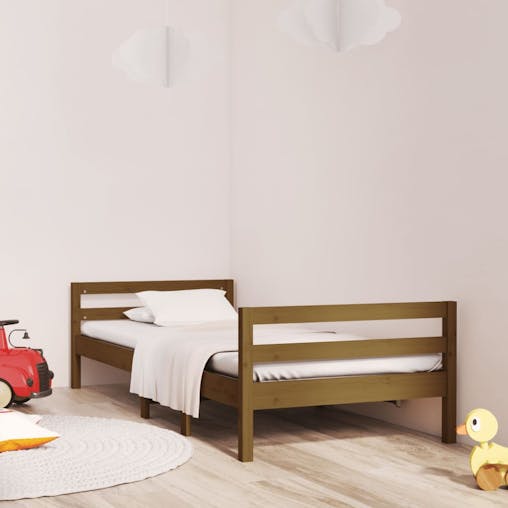 NNEVL Bed Frame Honey Brown 92x187 cm Single Bed Size Solid Wood Pine