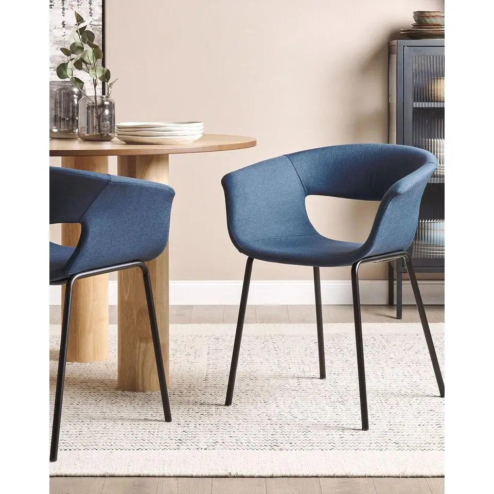 ELMA - Eetkamerstoelen set van 2 - Blauw - Polyester