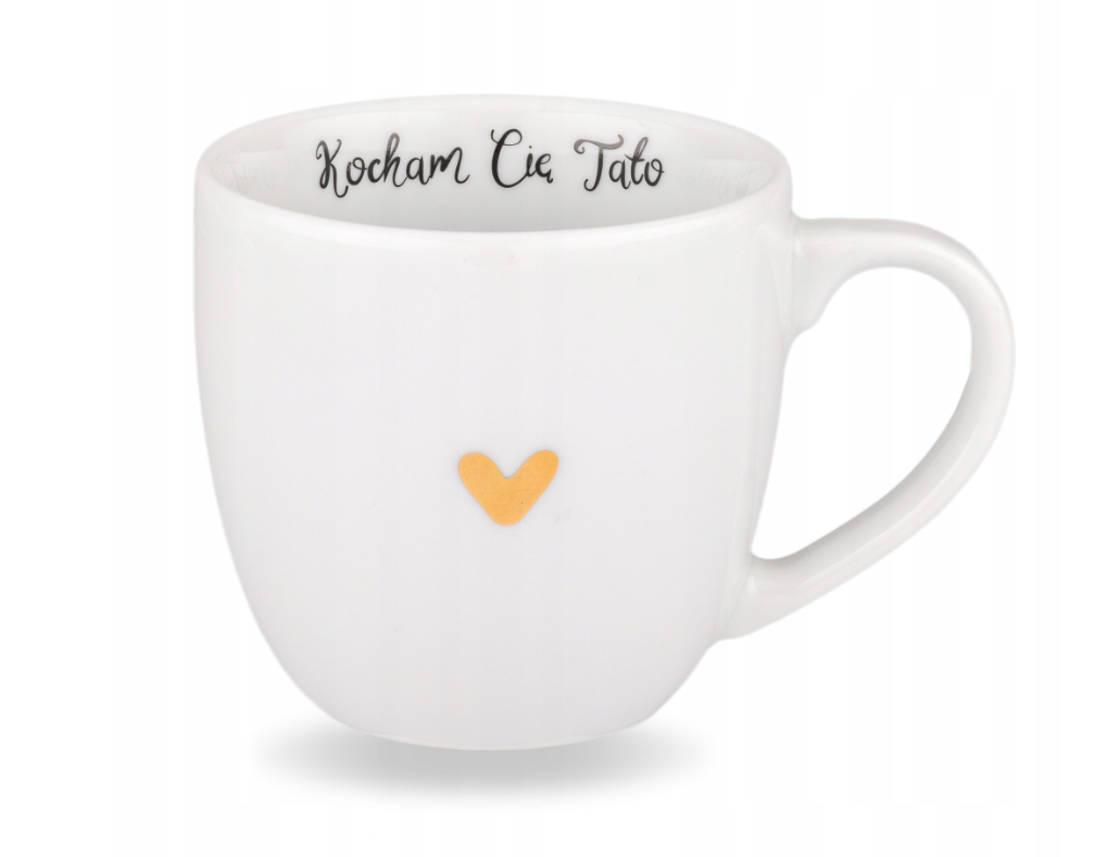 Biały kubek porcelanowy 300 ml - motyw złotego serca dla taty