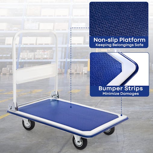 NNECW Folding Platform Truck with Swivel Wheels for Loading/Storage