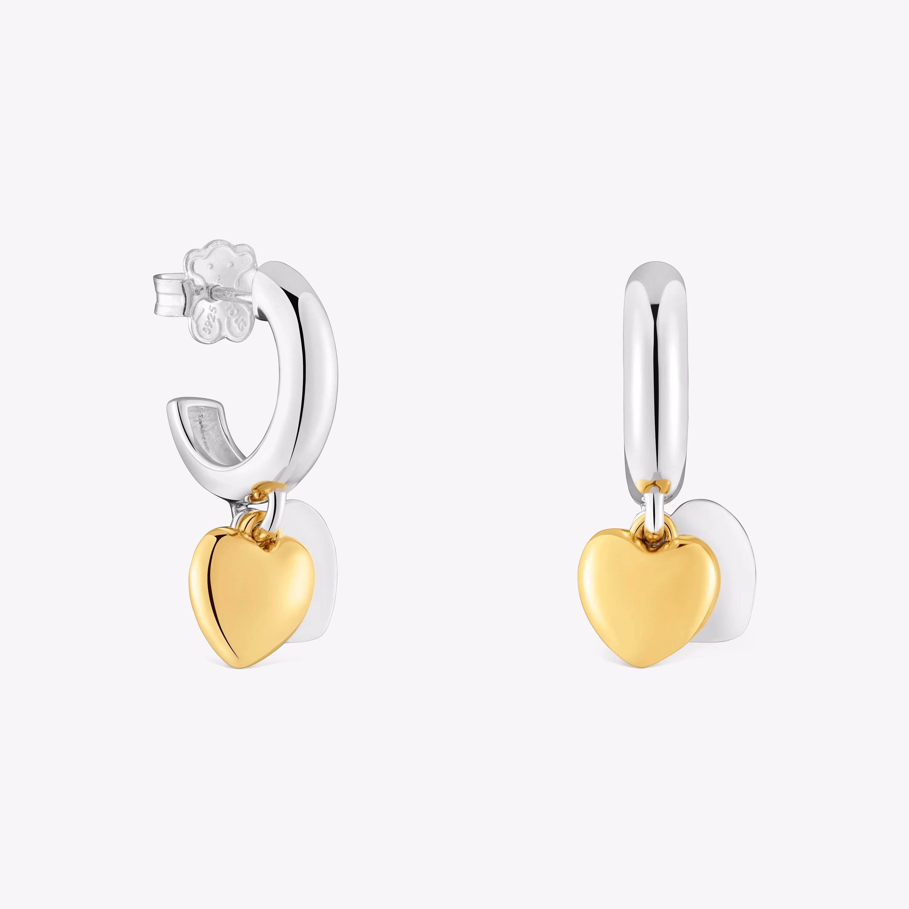 Pendientes aro bicolor con motivo doble corazón TOUS Flechazo