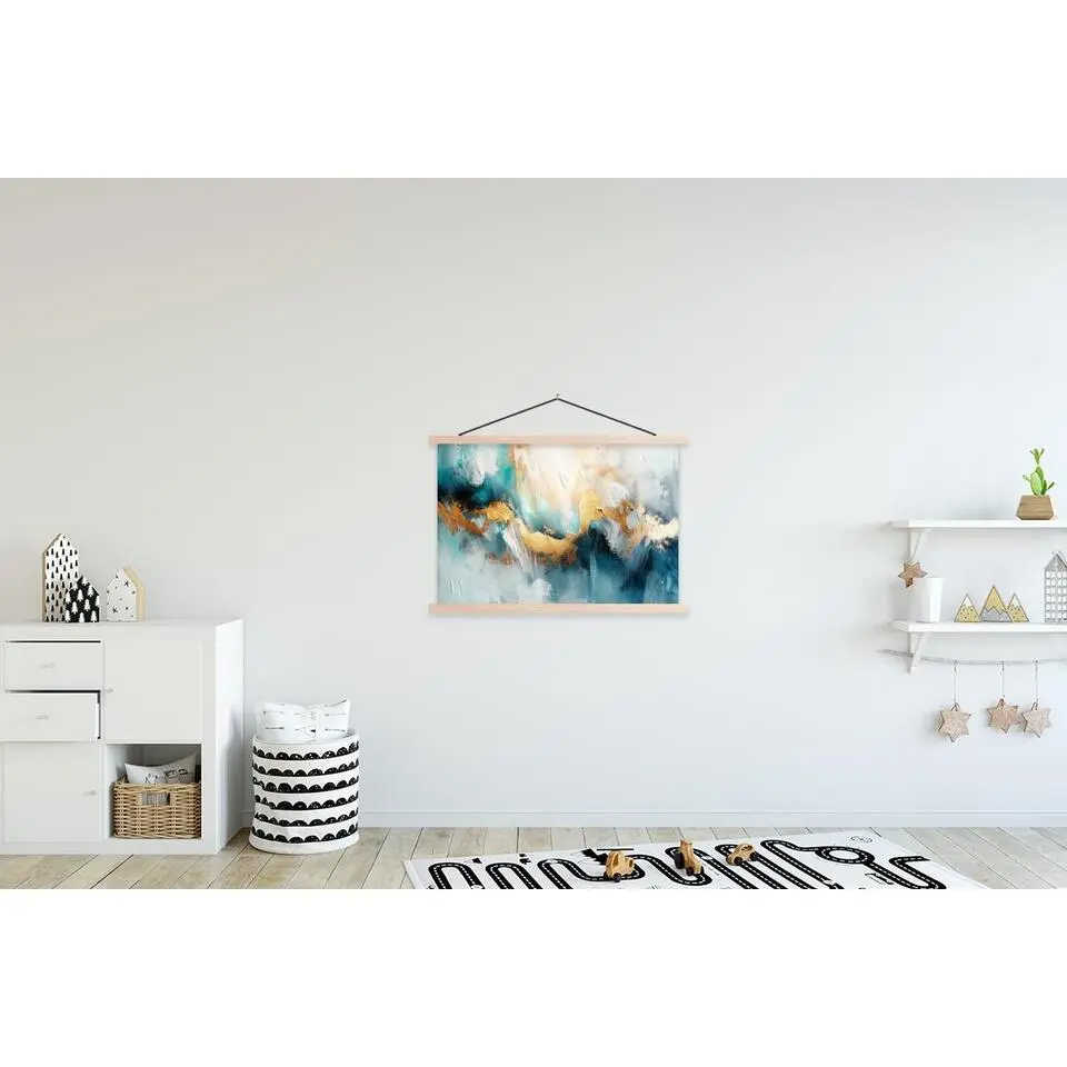 MuchoWow - Schoolplaat/ wandhanger - Abstract - Kunst - Gold - Blauw -