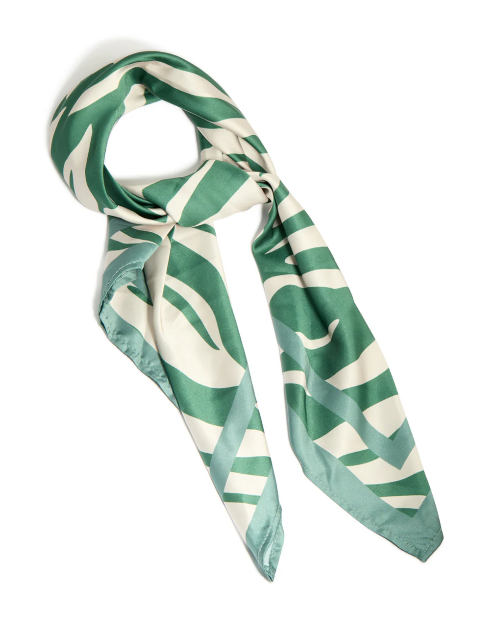 Green & White Boho Lined Fabric Scarf