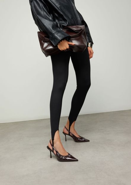 Burgundy slingback pump met rimpel effect