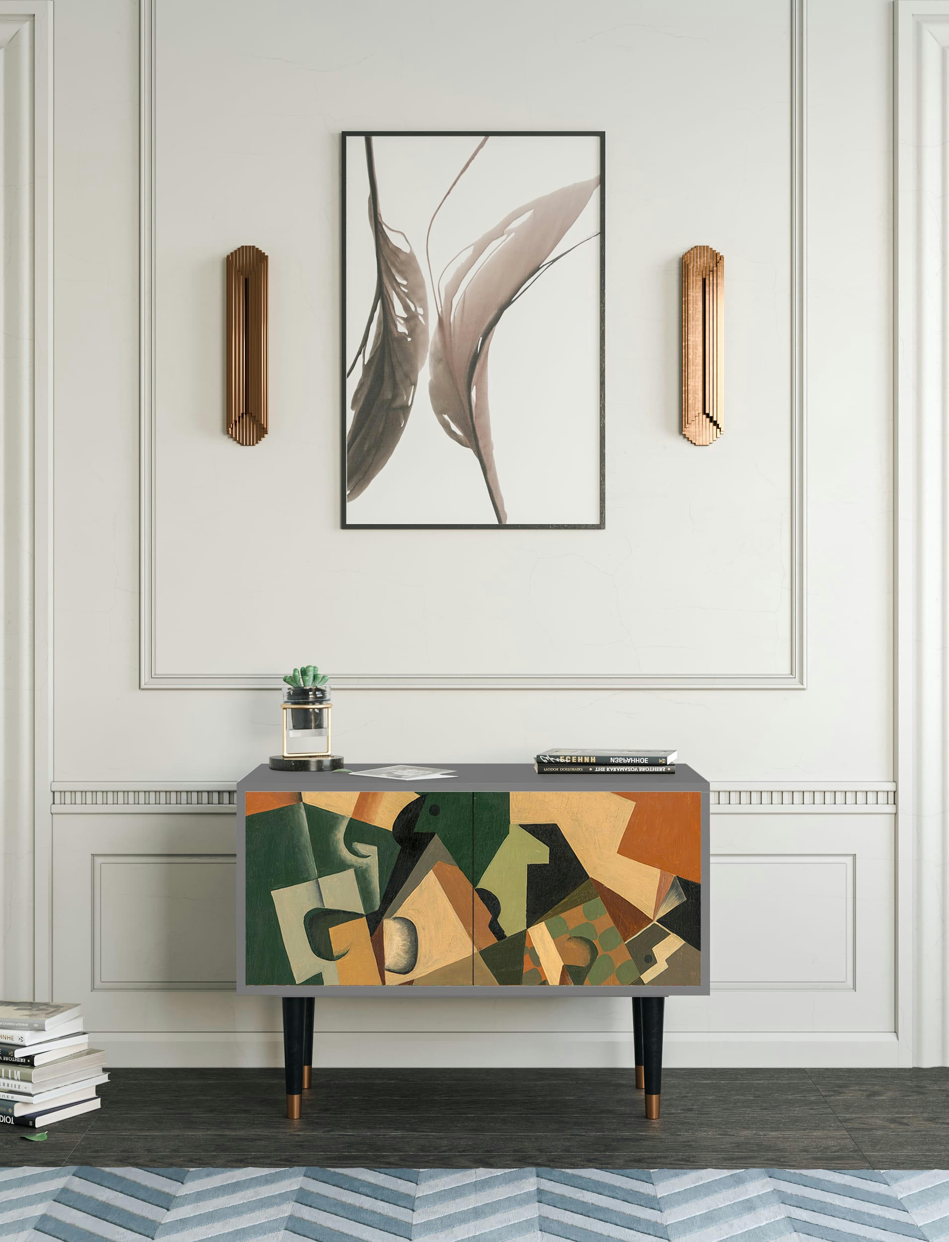 GLASS AND CHECKERBOARD BY JUAN GRIS - Buffet bas  multicolore 2 portes L 94 cm