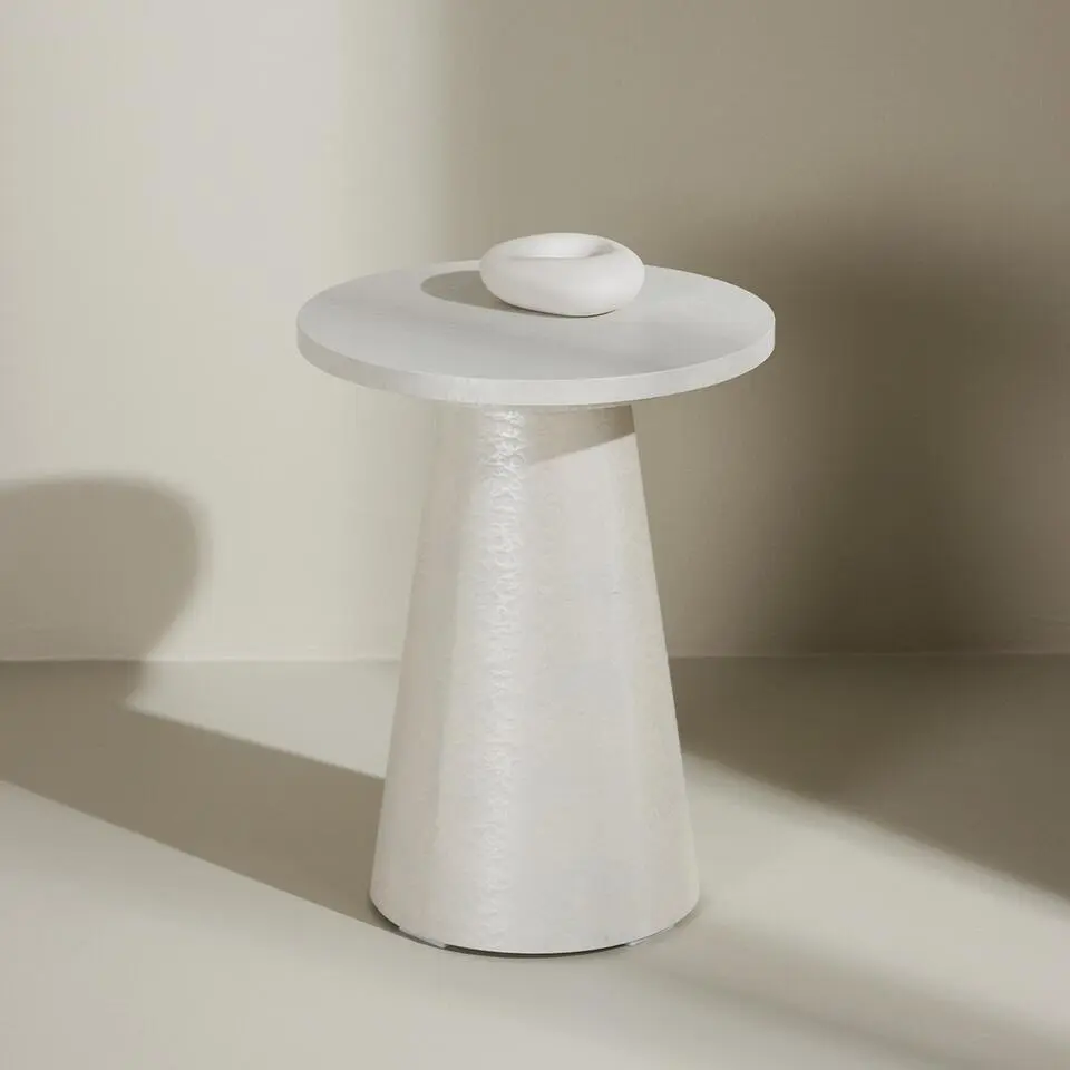 Nest living Lexi Houten Bijzettafel Glanzend Wit - &Oslash; 35 cm