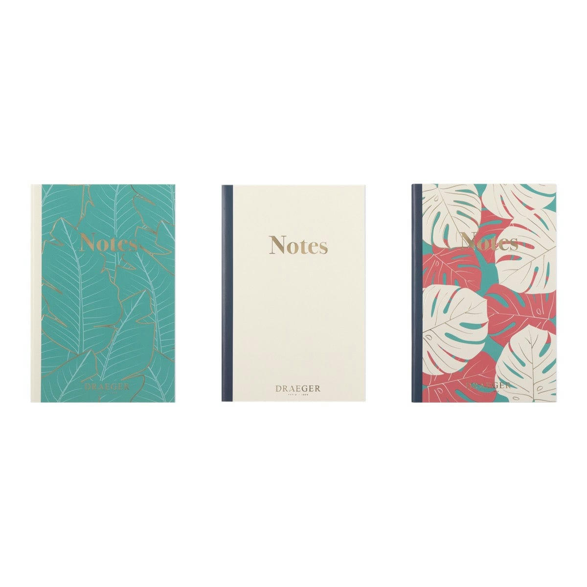 - Lot De 3 Carnets A6 Lignés - Vert, Ivoire, Rose