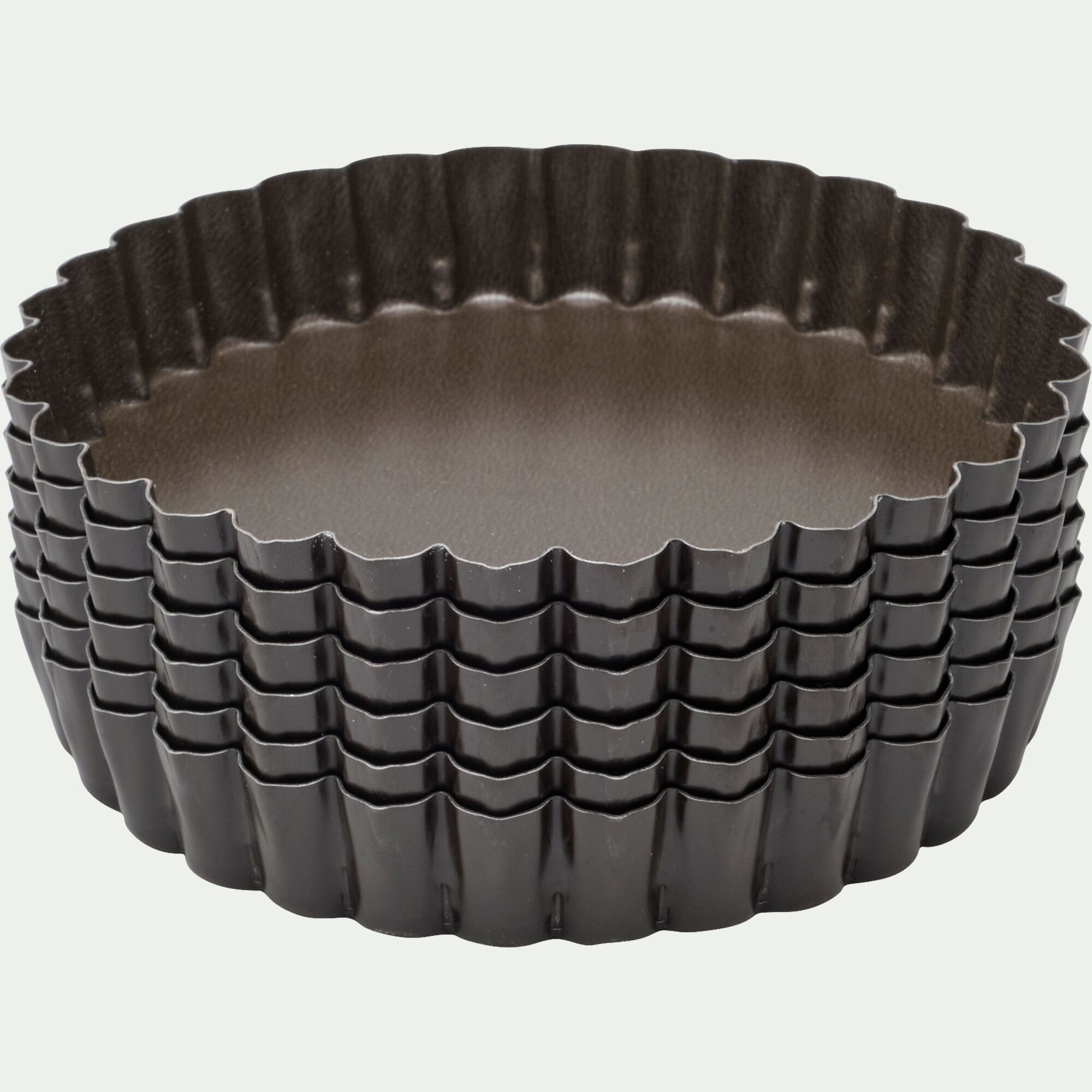GOBEL - Lot de 6 moules à tartelette en acier D12cm - marron