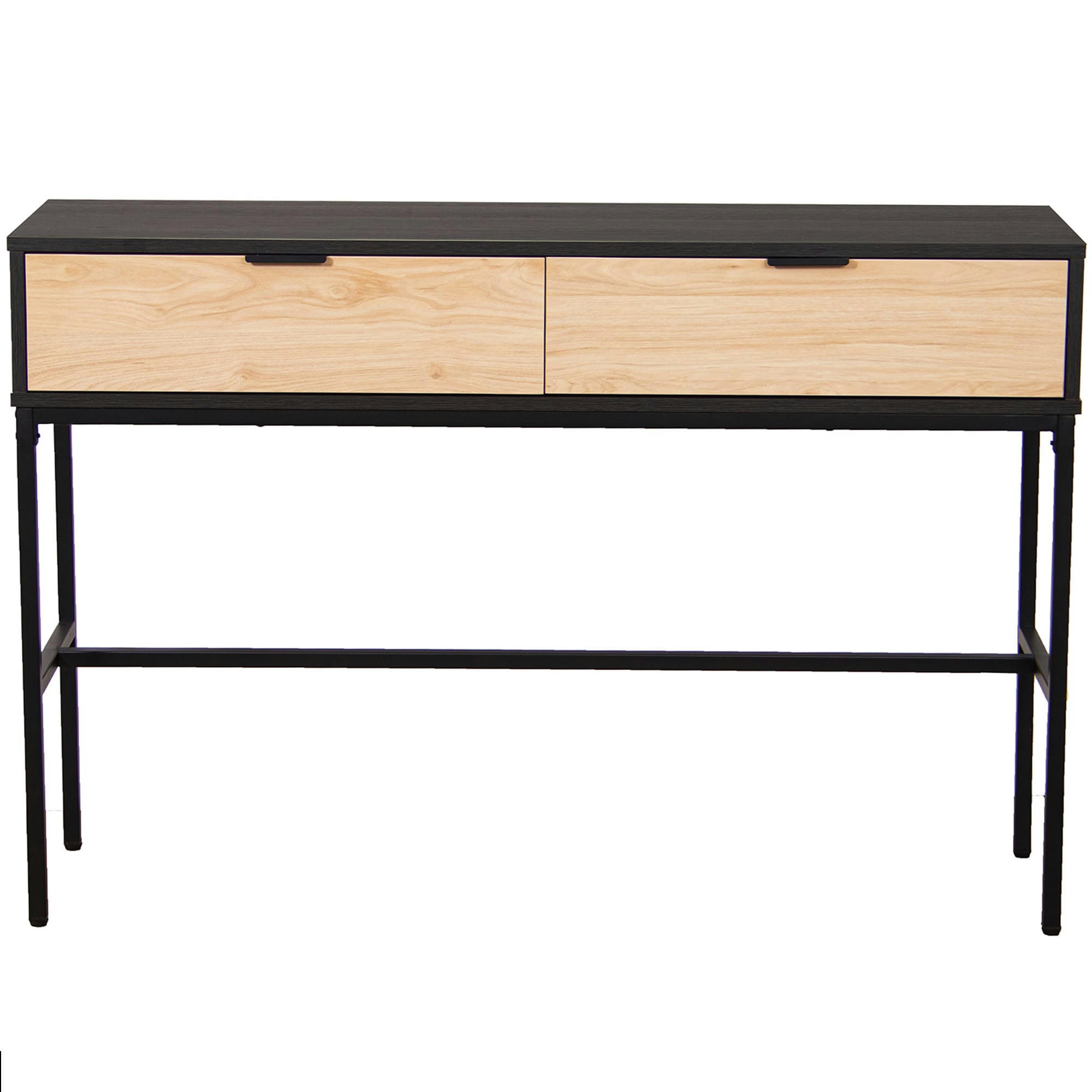 - Console en métal noir et bois 2 tiroirs 120x35x80cm