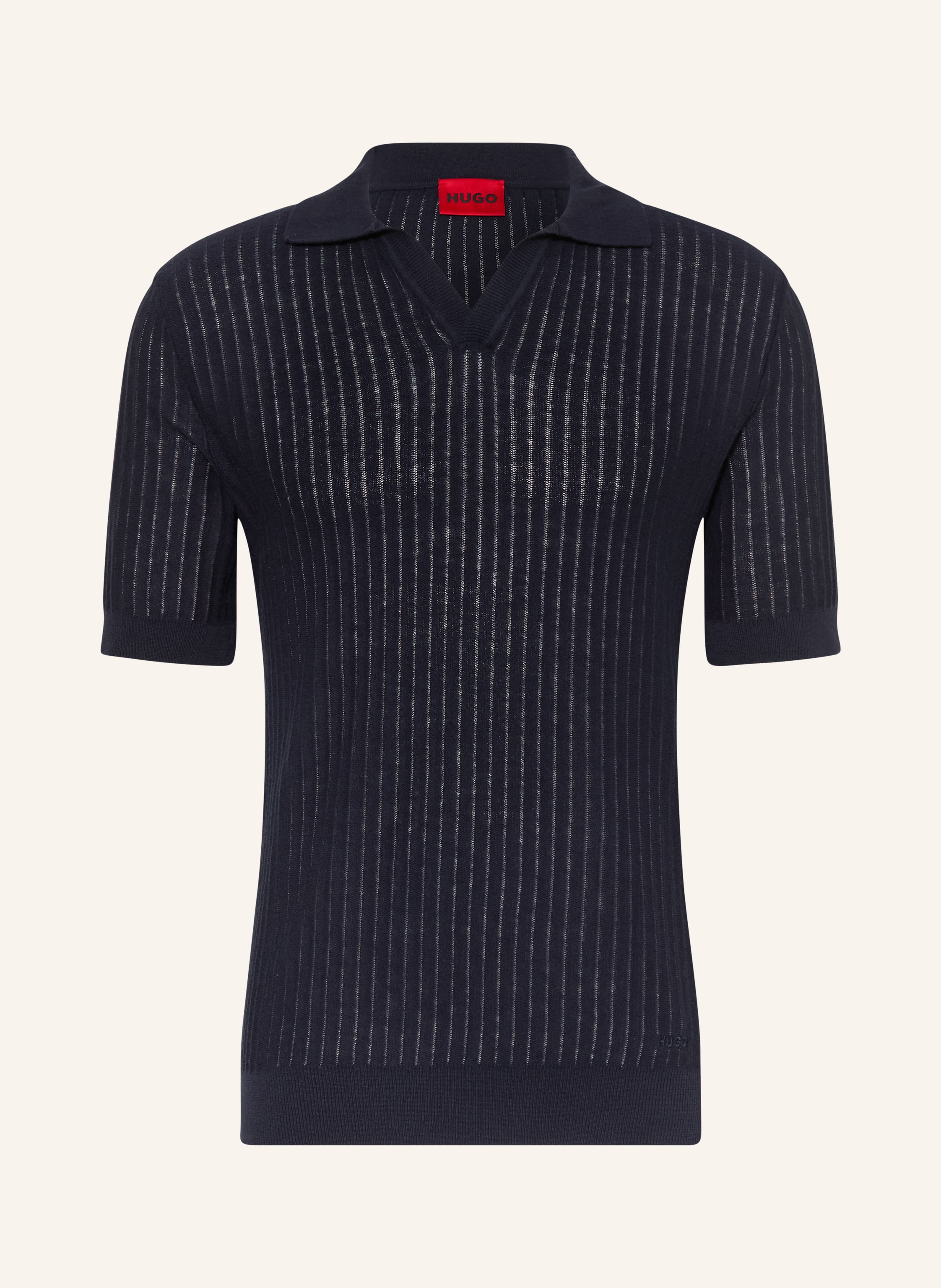 HUGO Strick-Poloshirt SEEMANT Regular Fit mit Leinen