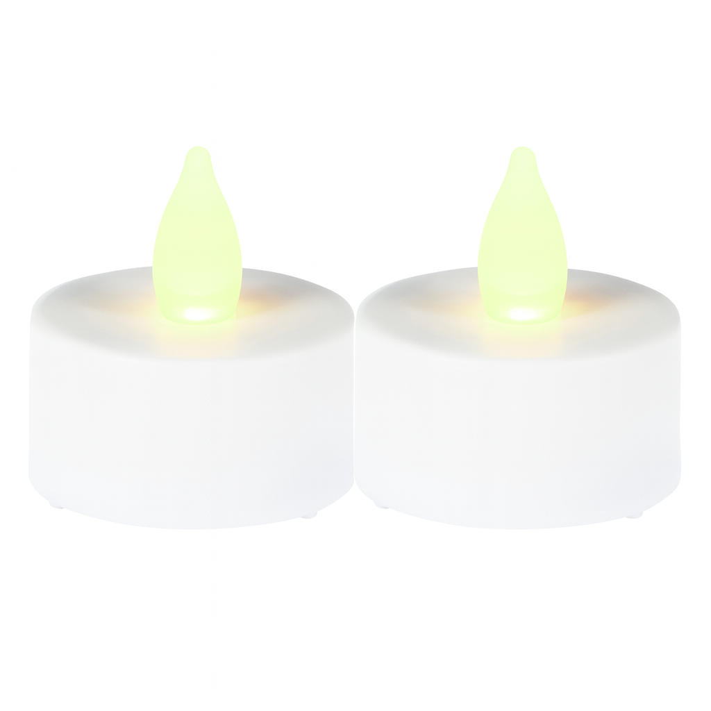 Zestaw 2 podgrzewaczy LED białe 3.8x3.7 cm sztuczny płomień