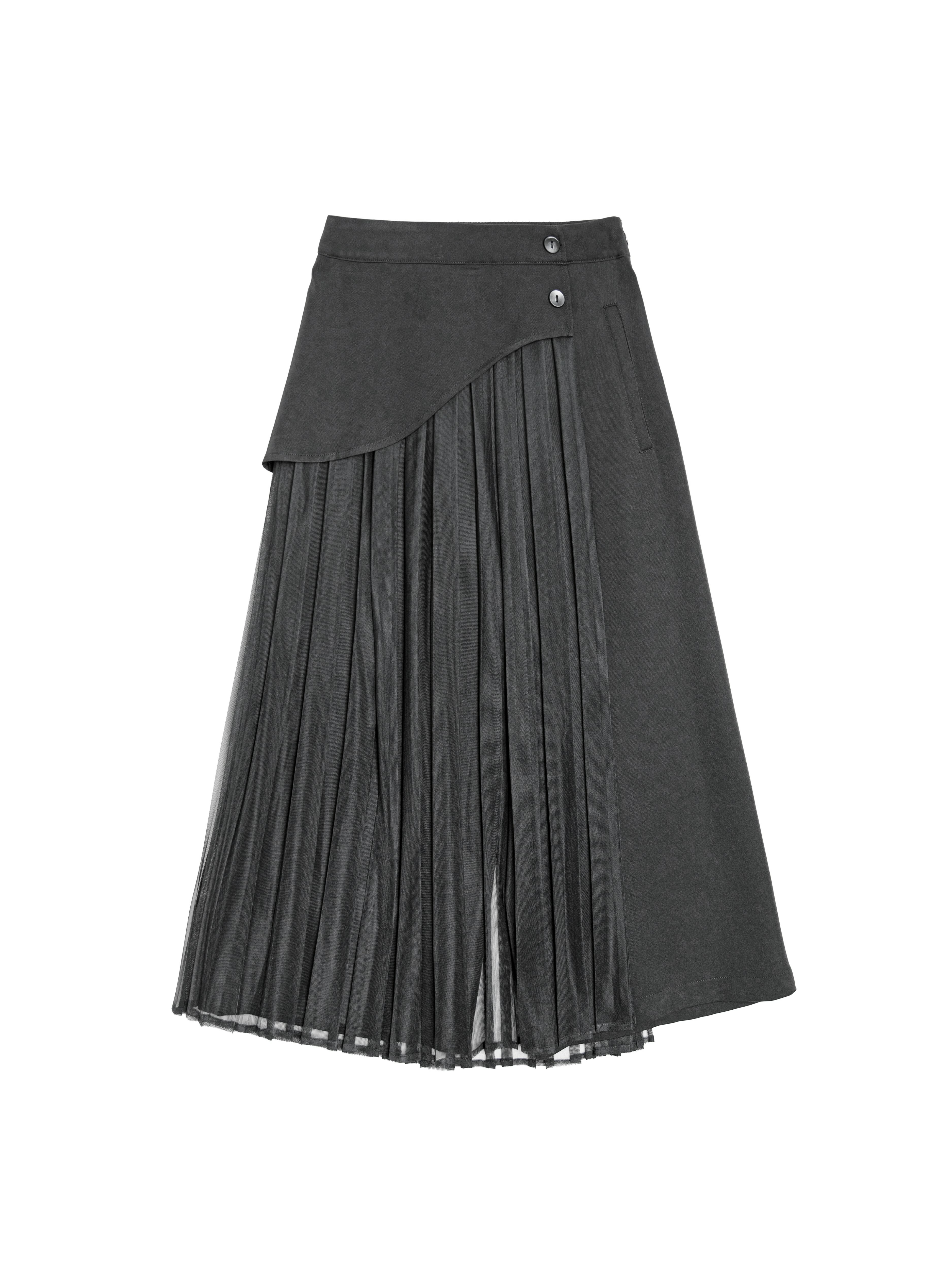 Pants with pleated mesh detail - 162D
