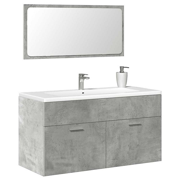 Armoire de bain avec miroir gris béton bois d'ingénierie vidaXL