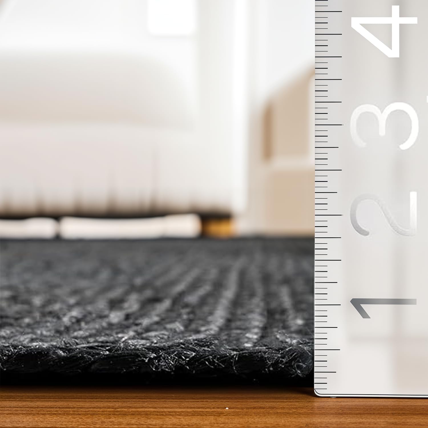 GRUHUM Jute Area Rug10ft Natural Fiber Round Black Handwoven Boho Farmhouse Rustic Vintage Soft Braided Reversible EcoFriendly Rugs for Indoor Kitchen Bedroom Living Room Hallways (10' ft Round)