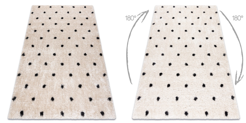 Dywan FLUFFY 2370 shaggy kropki - krem / antracyt 120x170 cm