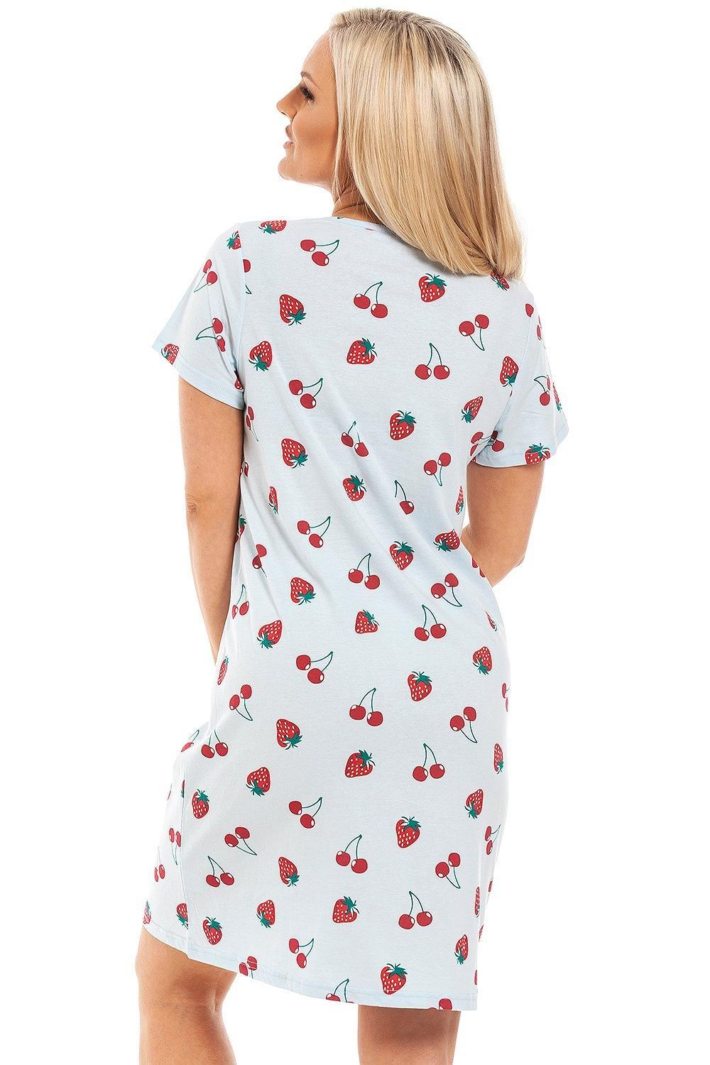 Camille Strawberry Print Cotton Summer Nightshirt