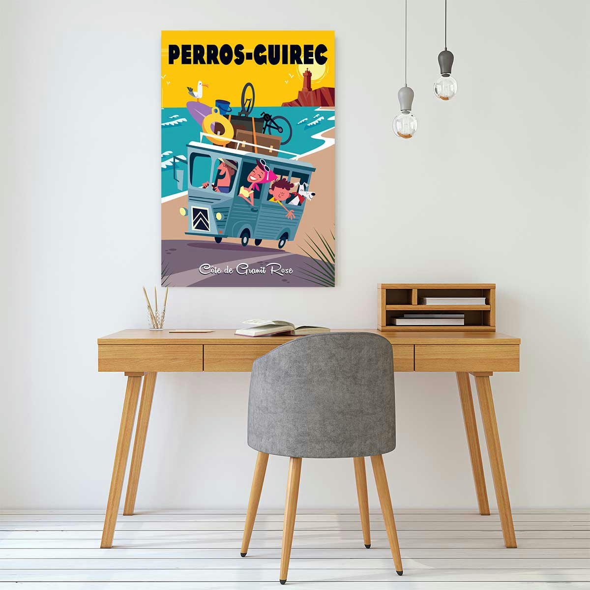 - Tableau road trip à perros guirec imprimé sur toile 30x45cm