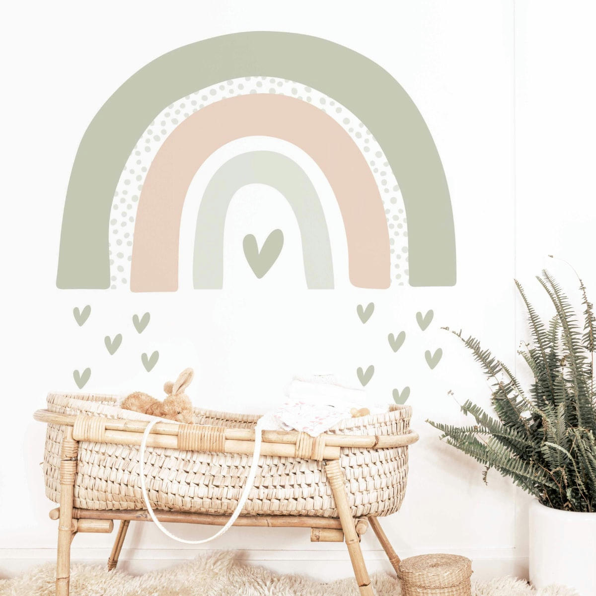 RAINBOWS1 - Stickers muraux en vinyle arc en ciel vert et beige