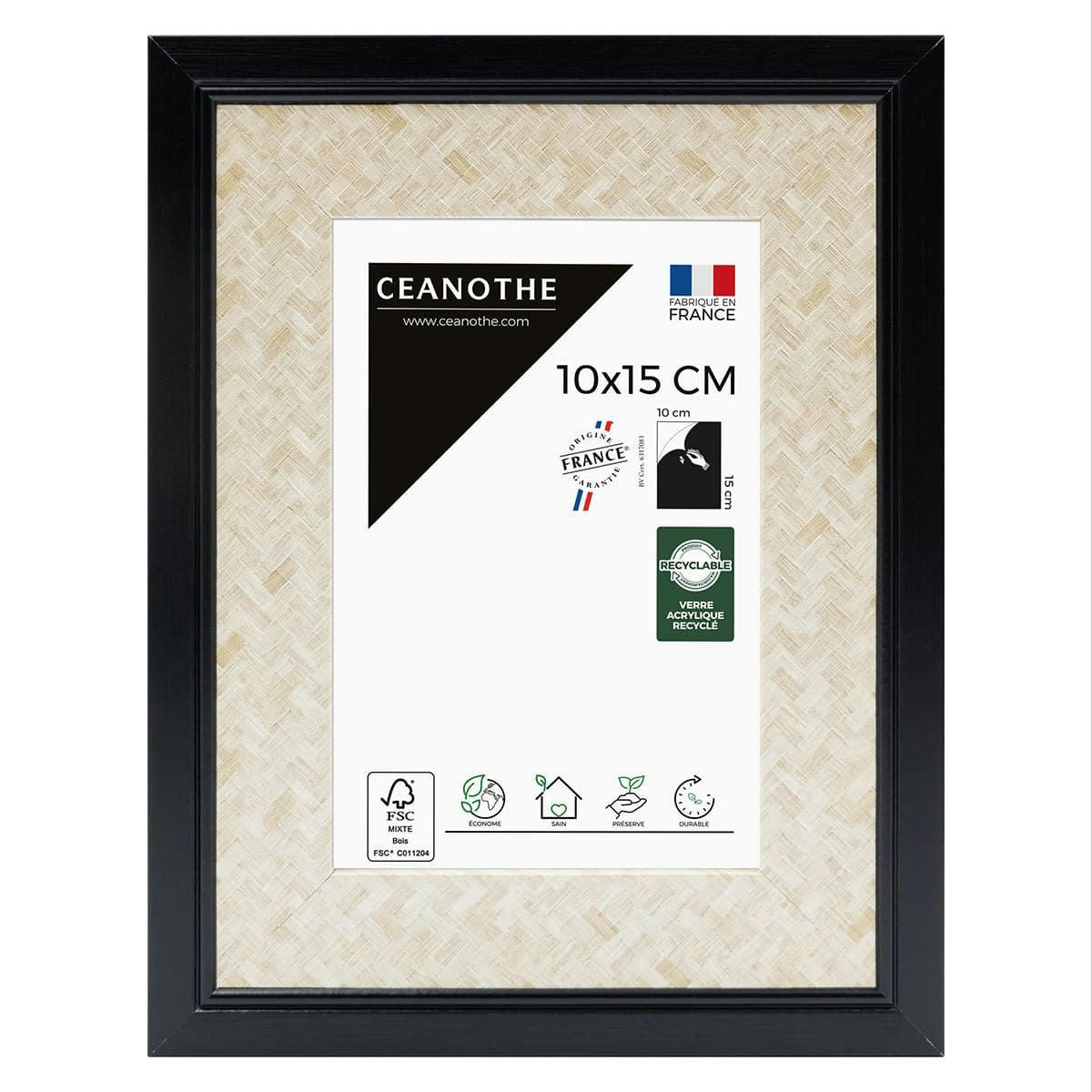 PALMA - Cadre photo noir 10X15 cm résine recyclée