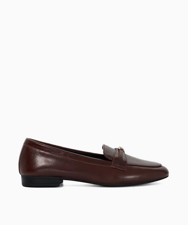 Glight Brown - Leather Logo-Plaque Loafers