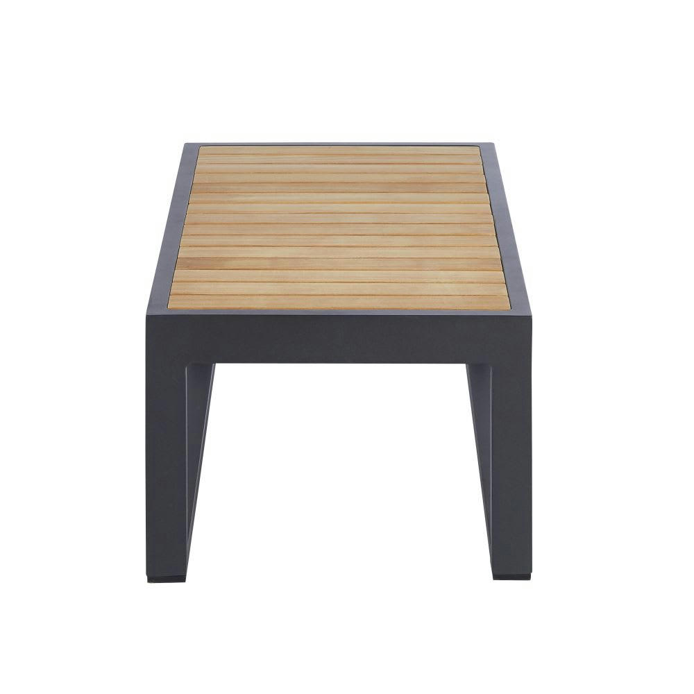 Lenyx Business - Table basse de jardin en teck massif et aluminium gris anthracite H28