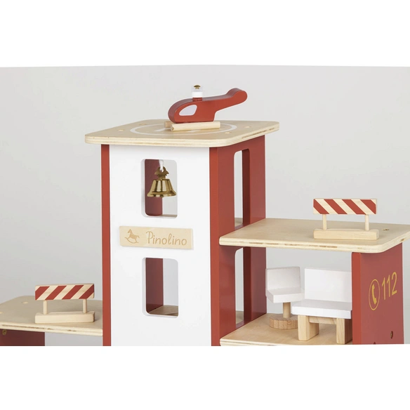 Spielzeug-Feuerwache »Ben«, BxHxT: 55 x 32 x 25 cm, Linde/MDF, naturfarben/bunt