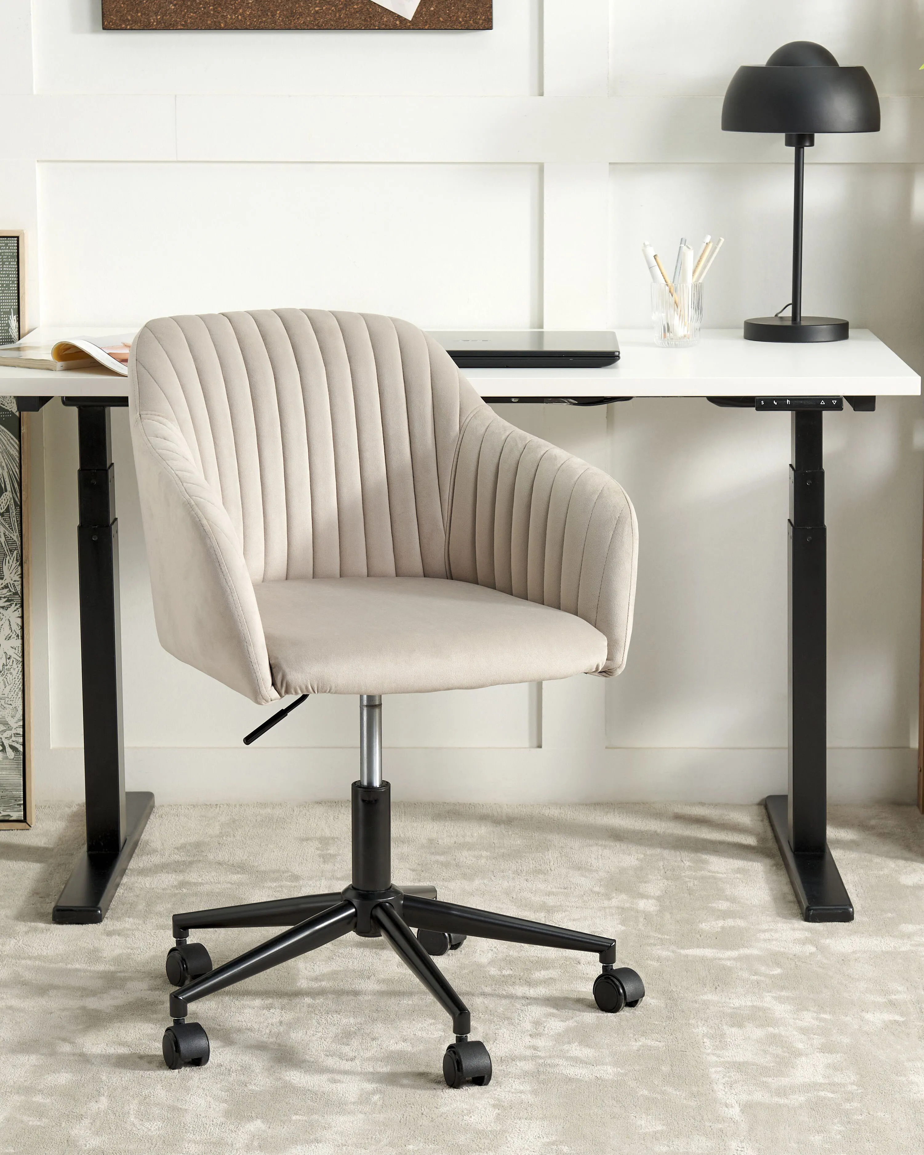 Desk Chair VENICE Velvet Taupe